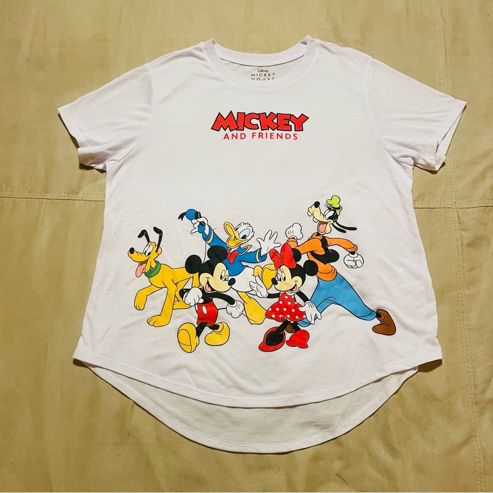 Disney Mickey & Minnie Mouse Goofy Pluto Kids 2X Short Sleeve Droptail T Shirt
